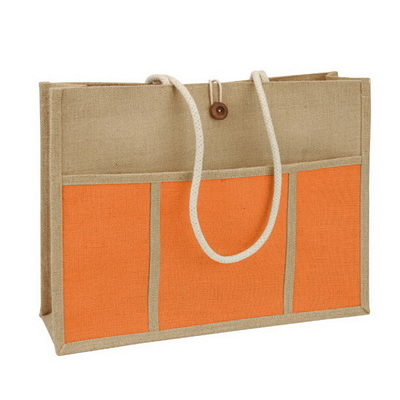 Женщины Tote OEM приставают хозяйственную сумку к берегу джута 45x15x33cm